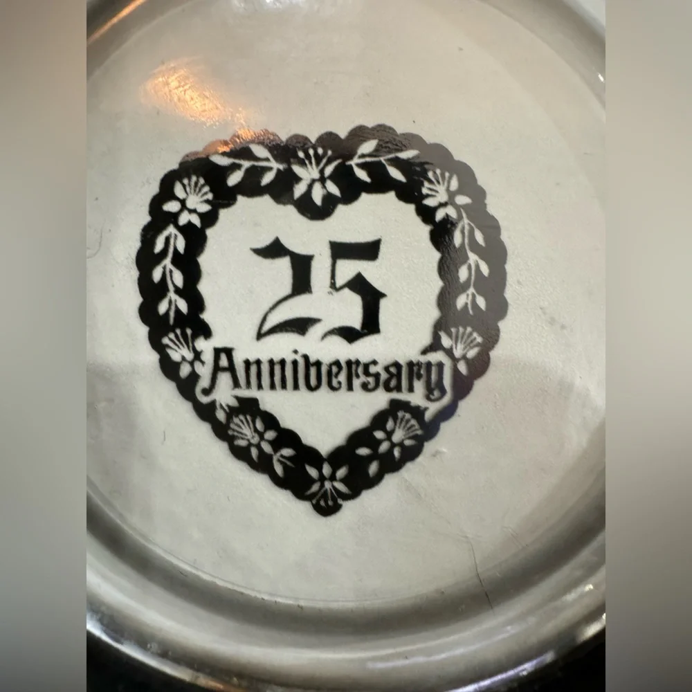 Vintage Kimiko Silver 25th Anniversary Bar Ware Set 4‎ Coasters